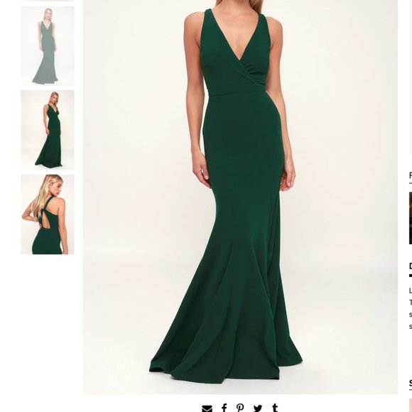 Emerald Green Evening Gown with Twist-Back cut-out - Picture 2 of 5